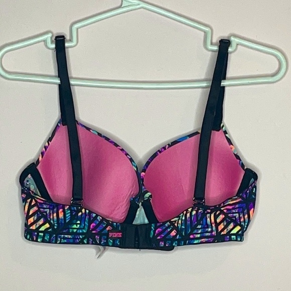 ❤️ VICTORIA SECRET PINK Bra Wear Everywhere Lightly Lined Size 32A black neon - Picture 3 of 8